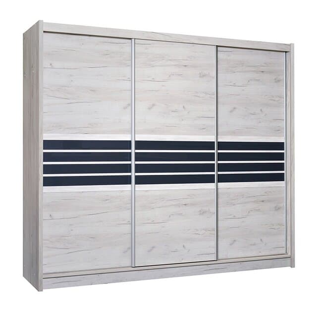 Dulap Turyn cu usi culisante si feronerie Hafele, pal melaminat, 250x61x215 cm, alb
