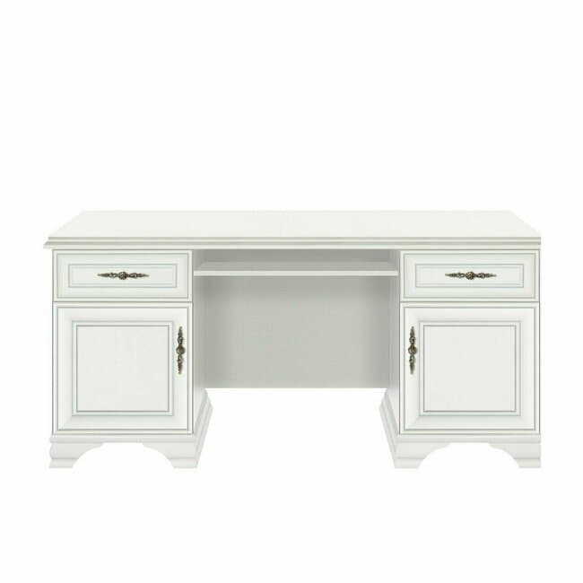 birou idento biu2d2s 2 dulapuri si 2 sertare mdf si pal laminat 160x74x78 cm alb alpin