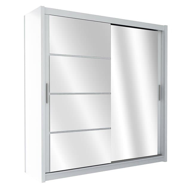 dulap brandon cu usi glisante si oglinda din pal 203 cm alb
