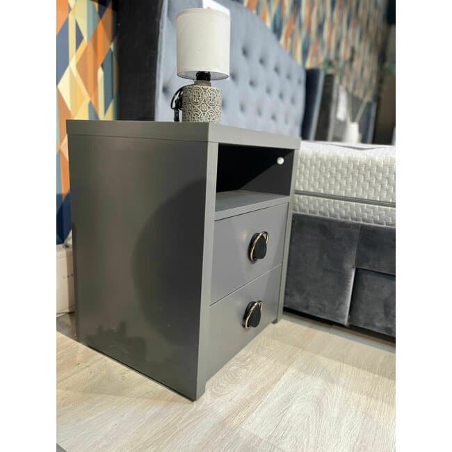 Noptiera Universal, gri - 45x40x57 cm, design minimalist, un sertar spatios, PAL melaminat