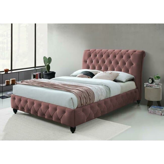 pat siena tapitat cadru rezistent design modern 160x200 cm roz