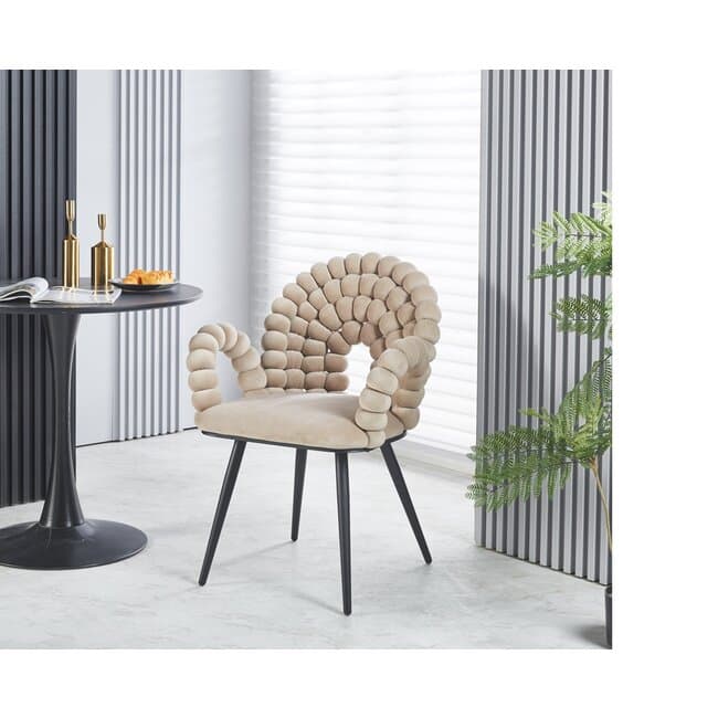 scaun tuffy tapiterie stofa premium cadru lemn masiv 98x62x58 cm bej