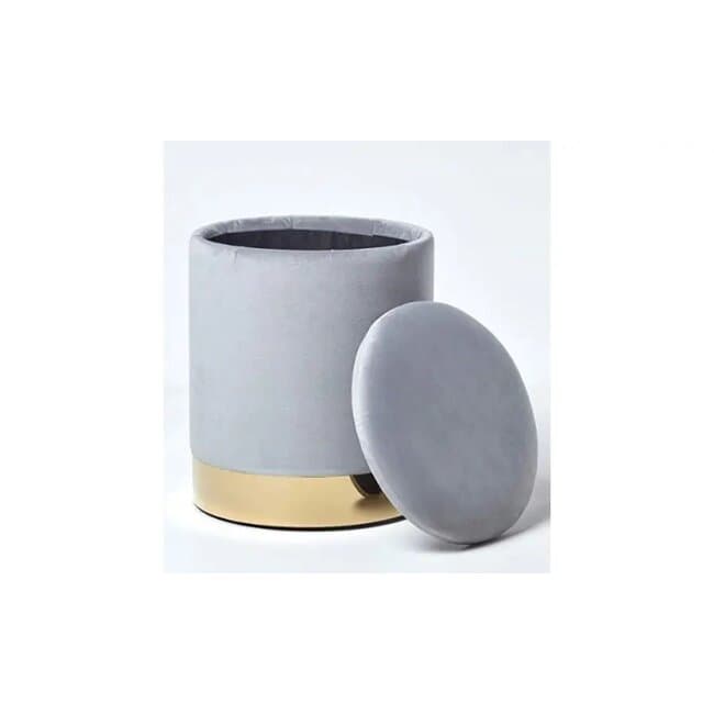 taburet devon catifea premium cu spatiu depozitare 31x38x31 cm gri auriu