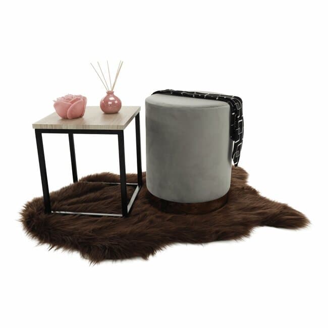 taburet raven catifea premium cu spatiu depozitare 31x38x31 cm gri