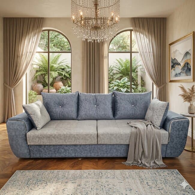 canapea extensibila milano 258x100 cm cu lada de depozitare tapiterie stofa saltea poliuretanica structura fag