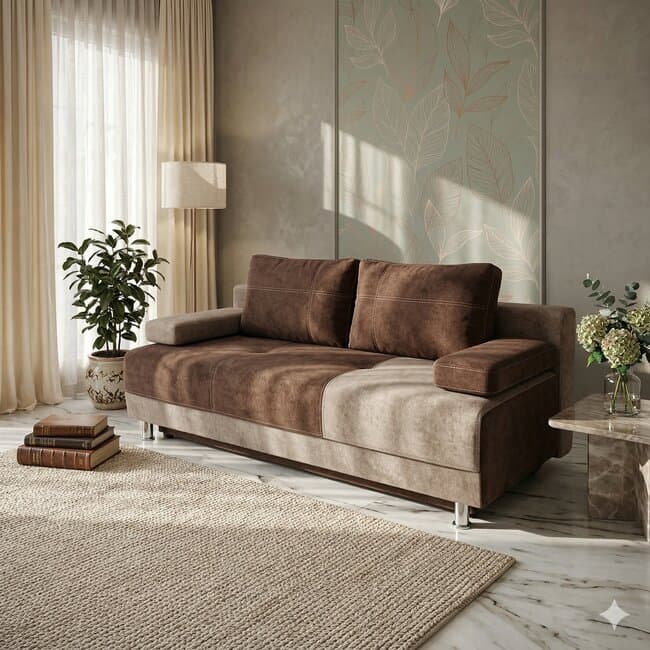 Canapea extensibila Kim, gri - 200x95 cm, lada depozitare, stofa de calitate