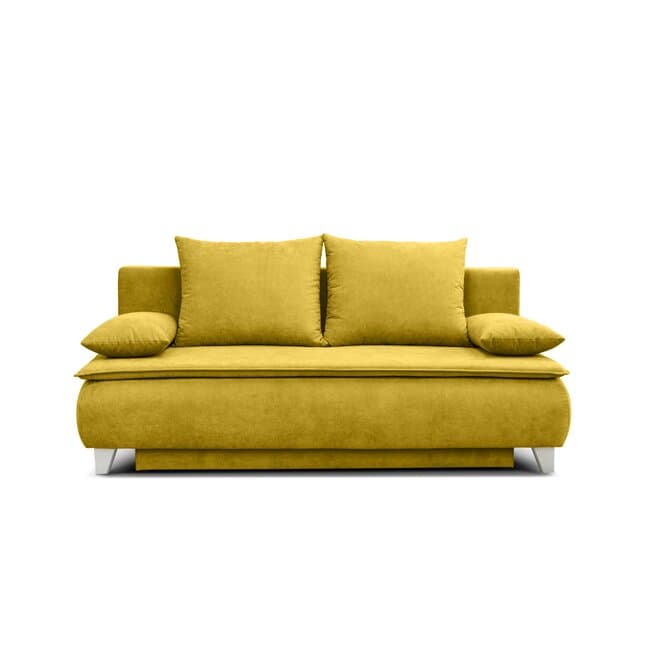 Canapea extensibila Mona, design modern curbat, tapiterie boucle, 208x108x100 cm, crem