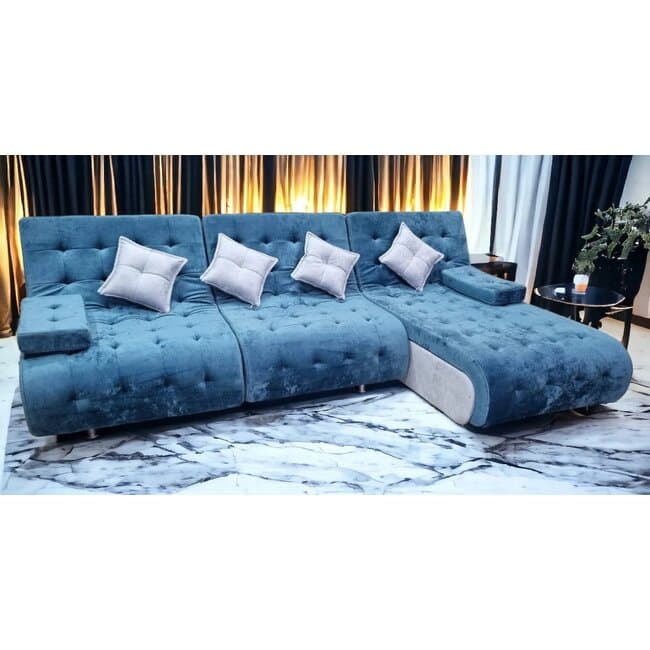 coltar cairo albastru 300x190 cm extensibil lada depozitare tapiterie stofa premium suprafata dormit mare