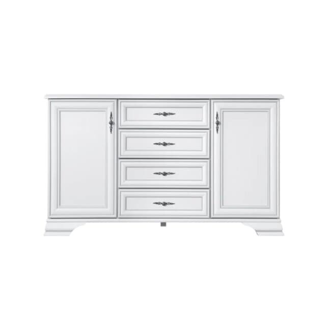 comoda idento kom2d4s 2 usi si 4 sertare mdf si pal laminat 154 5x44 5x90 cm alb alpin