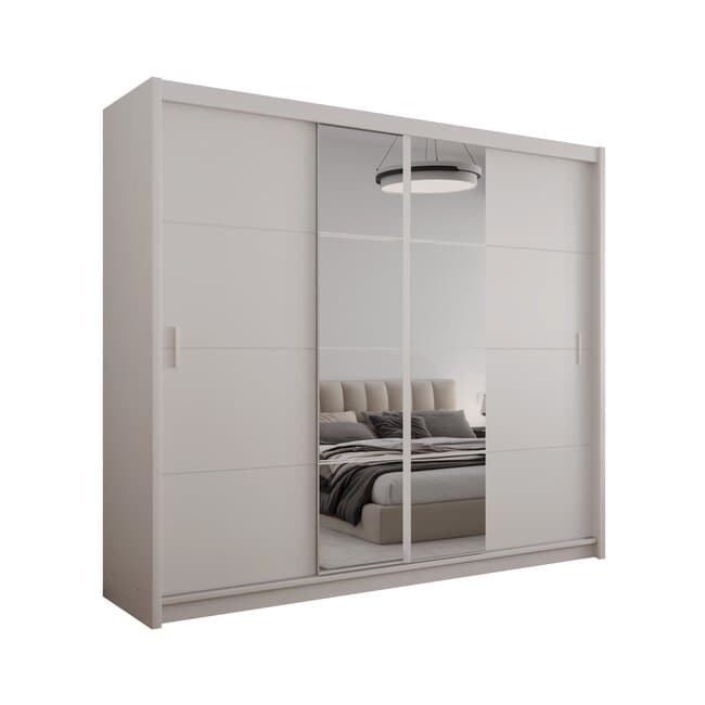 Dulap Porto 2, design modern, usi glisante, feronerie HAFELE, spatiu generos de depozitare, 250x61x215 cm, casmir
