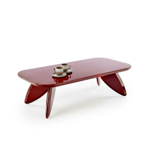 Masuta de cafea Soraya, blat MDF lacuit lucios, structura lemn masiv, design compact, 120x60x36 cm, visiniu