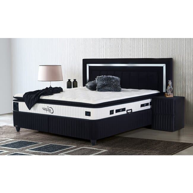 pat calipso cu lada de depozitare tapiterie catifelata 140x200 cm negru