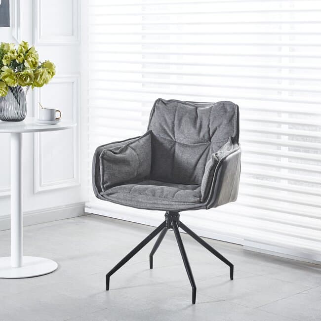 scaun tisso ergonomic cu tapiterie catifelata picioare metalice rezistente 61x48x85 cm gri