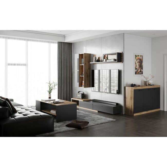 set living calvados design modern pal laminat 210x38x200 cm stejar natur