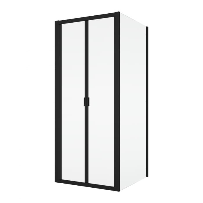 Cabina de dus 90x120 cm, cu usa pliabila culisanta, negru mat, Ronal Divera