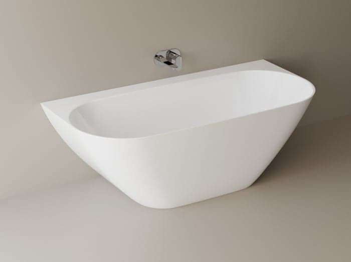 Cada freestanding dreptunghiulara, compozit alb mat, interior lucios, 170x79.5x58 cm, Foglia Grace