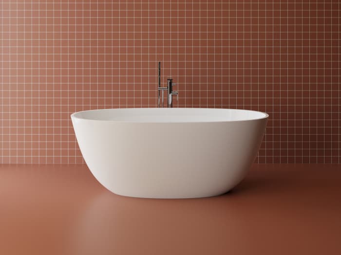 Cada freestanding ovala, compozit alb mat, interior lucios, 160x78x61 cm, Foglia Heritage