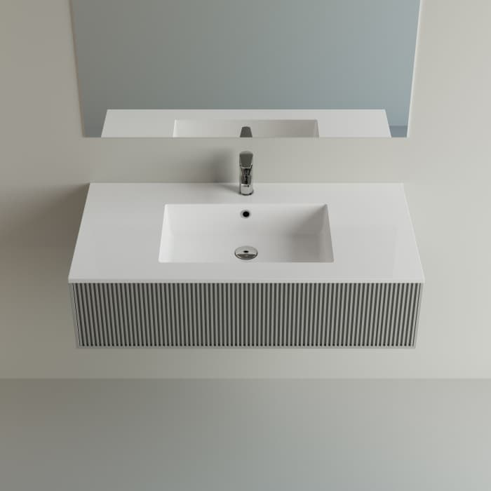 Lavoar baie incastrat din compozit 100x50 cm, alb mat, dreptunghiular Foglia Pure 100