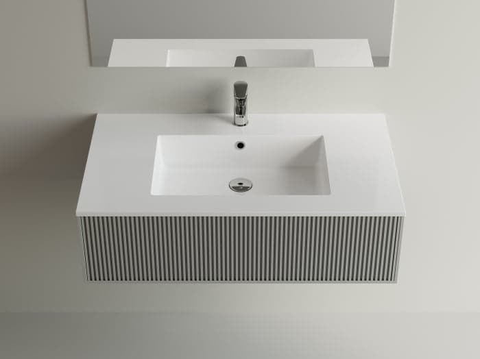 Lavoar baie incastrat din compozit 90x50 cm, alb mat, dreptunghiular Foglia Pure 90