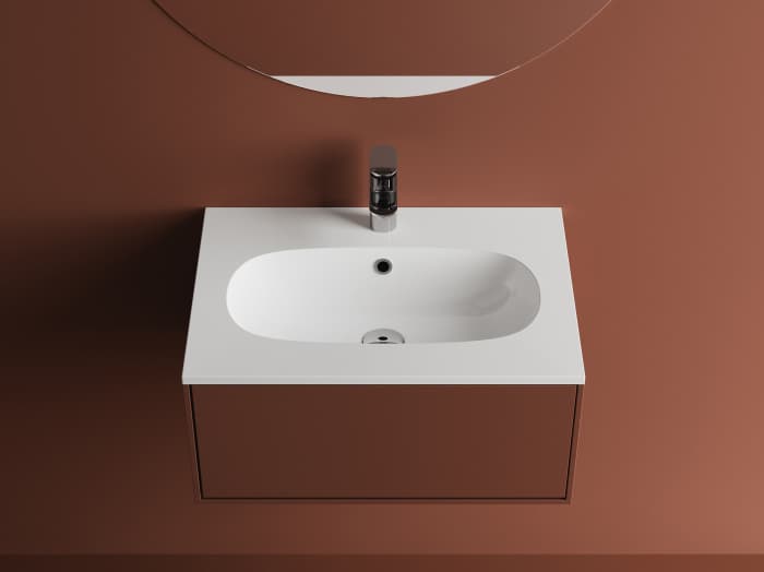Lavoar incastrat din compozit, 61x46x14.2 cm, alb lucios, Foglia Dover