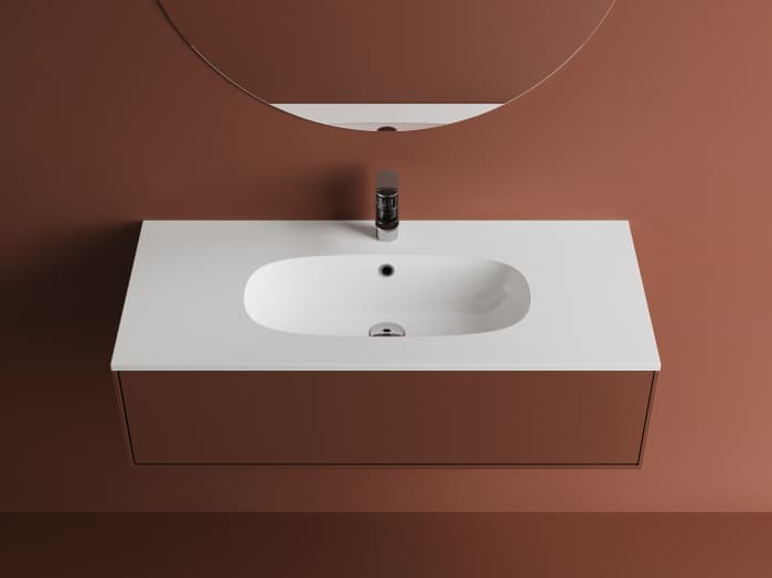 Lavoar din compozit, incastrat, 101x46x14.2 cm, alb lucios, Foglia Dover