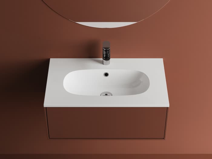 Lavoar incastrat din compozit, 71x46x14.2 cm, alb lucios, Foglia Dover