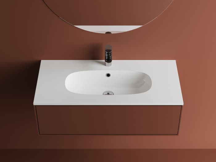 Lavoar incastrat din compozit, 91x46x14.2 cm, alb lucios, Foglia Dover