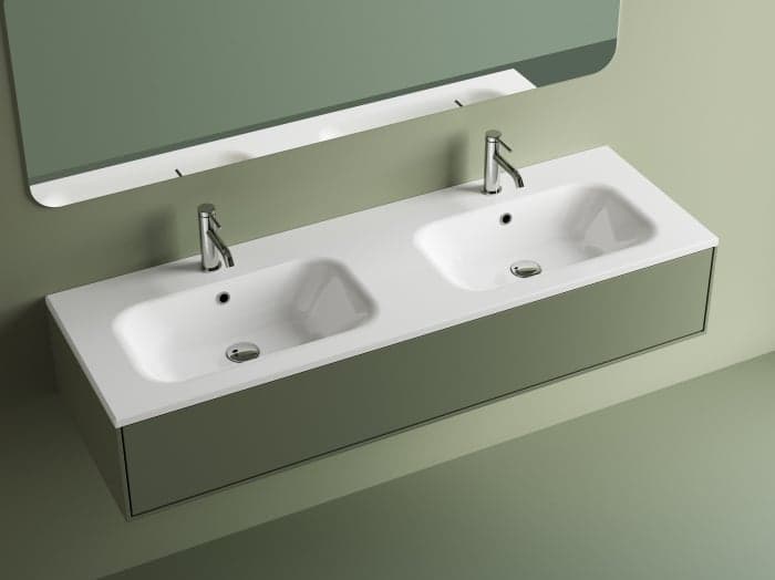 Lavoar incastrat din compozit, dublu, 141x46x14.2 cm, alb, Flare