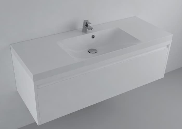 Lavoar incastrat din compozit, dreptunghiular, alb lucios, 121 x 46.4 cm, Foglia Modulo