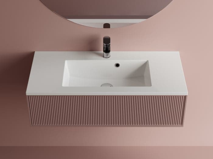 Lavoar pe blat, din compozit lucios, dreptunghiular, 90 x 40 cm, Foglia Jade