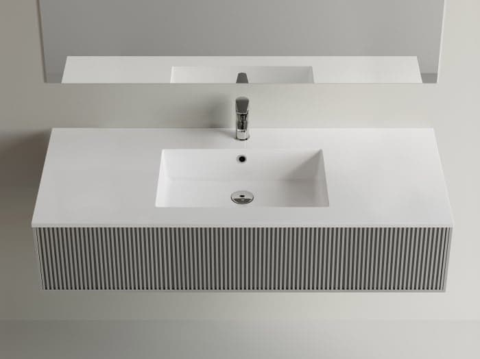 Lavoar baie incastrat din compozit 120x50 cm, alb mat, dreptunghiular Foglia Pure 120