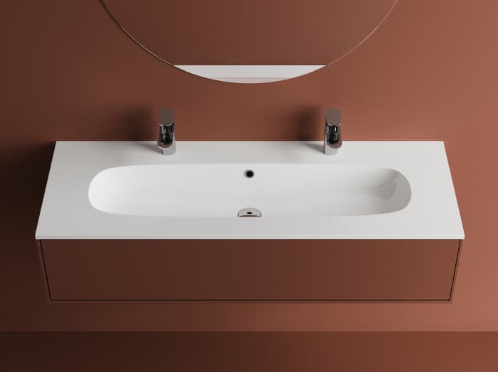 Lavoar incastrat din compozit, 121x46x14.2 cm, alb lucios, Foglia Dover