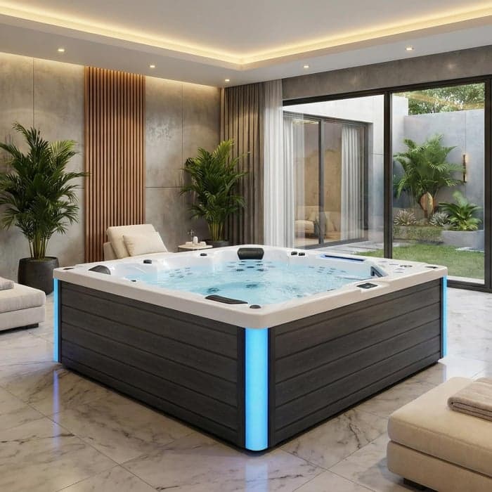 Minipiscina jacuzzi 6 persoane, sterling silver, 100 jeturi, iluminare LED, 218 A  218 A  90 cm, Wellis Avatar Deluxe