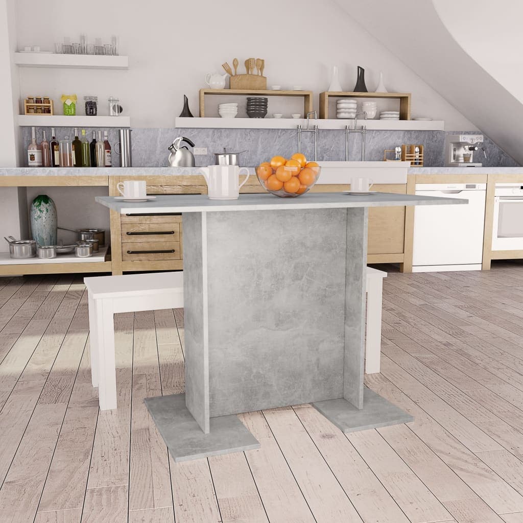 vidaXL Masa de bucatarie, gri beton, 110x60x75 cm, lemn prelucrat