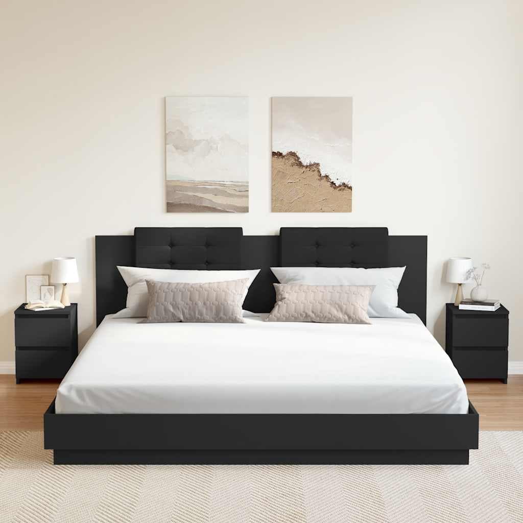 vidaXL Noptiere, 2 buc., negru, 30x30x40 cm, lemn prelucrat