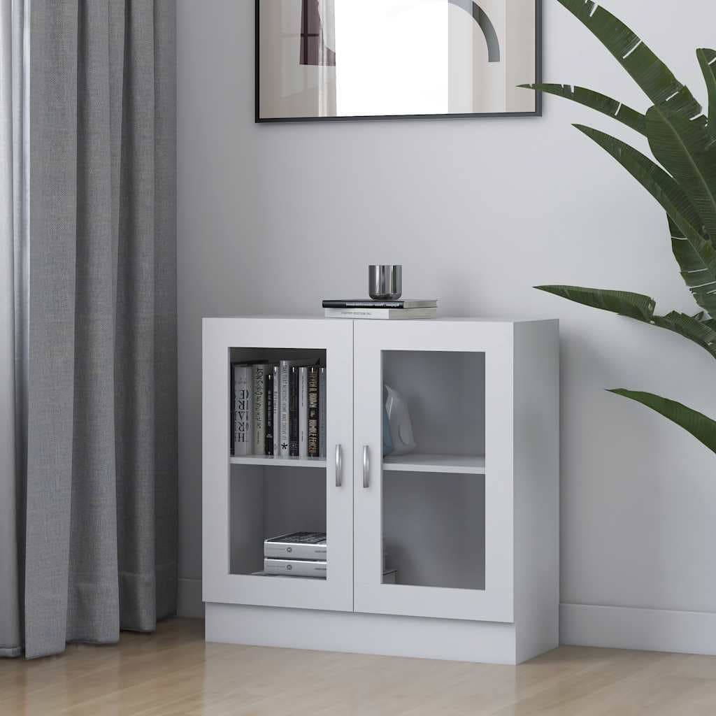 vidaXL Dulap cu vitrina, alb, 82,5 x 30,5 x 80 cm, lemn prelucrat