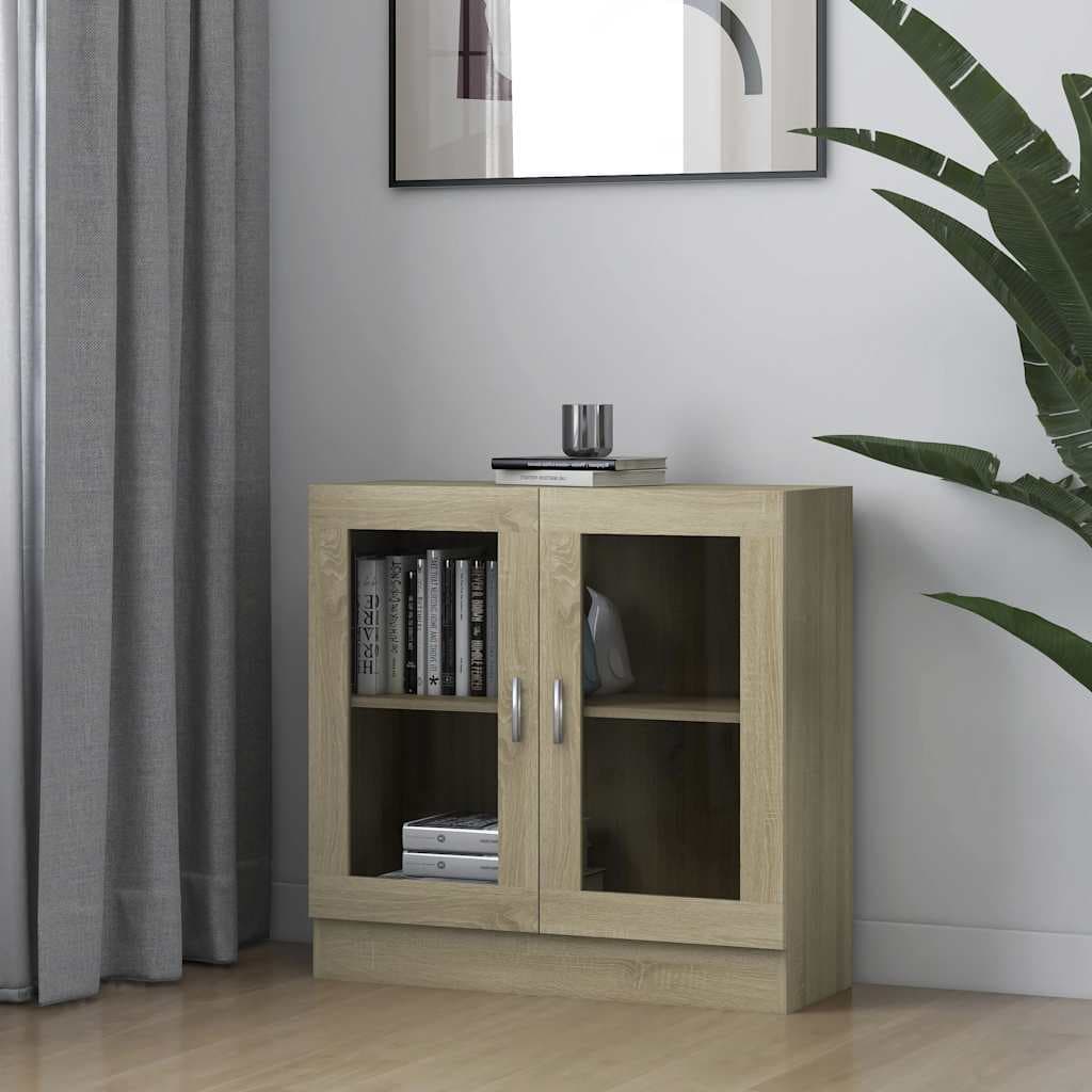 vidaXL Dulap cu vitrina, stejar sonoma 82,5x30,5x80 cm lemn prelucrat