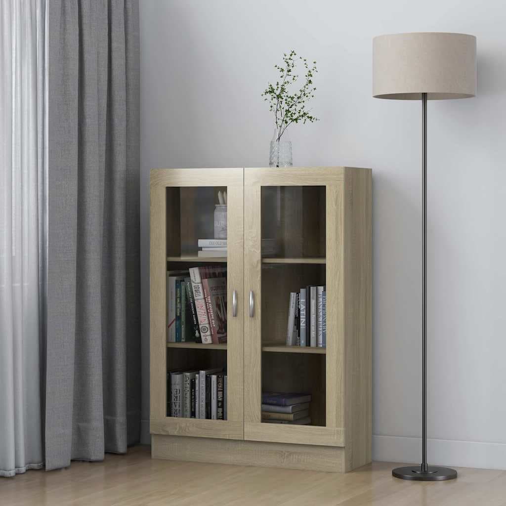 vidaXL Dulap cu vitrina stejar sonoma 82,5x30,5x115 cm lemn prelucrat