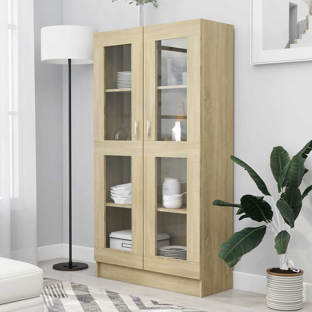 vidaXL Dulap cu vitrina stejar sonoma 82,5x30,5x150 cm, lemn prelucrat