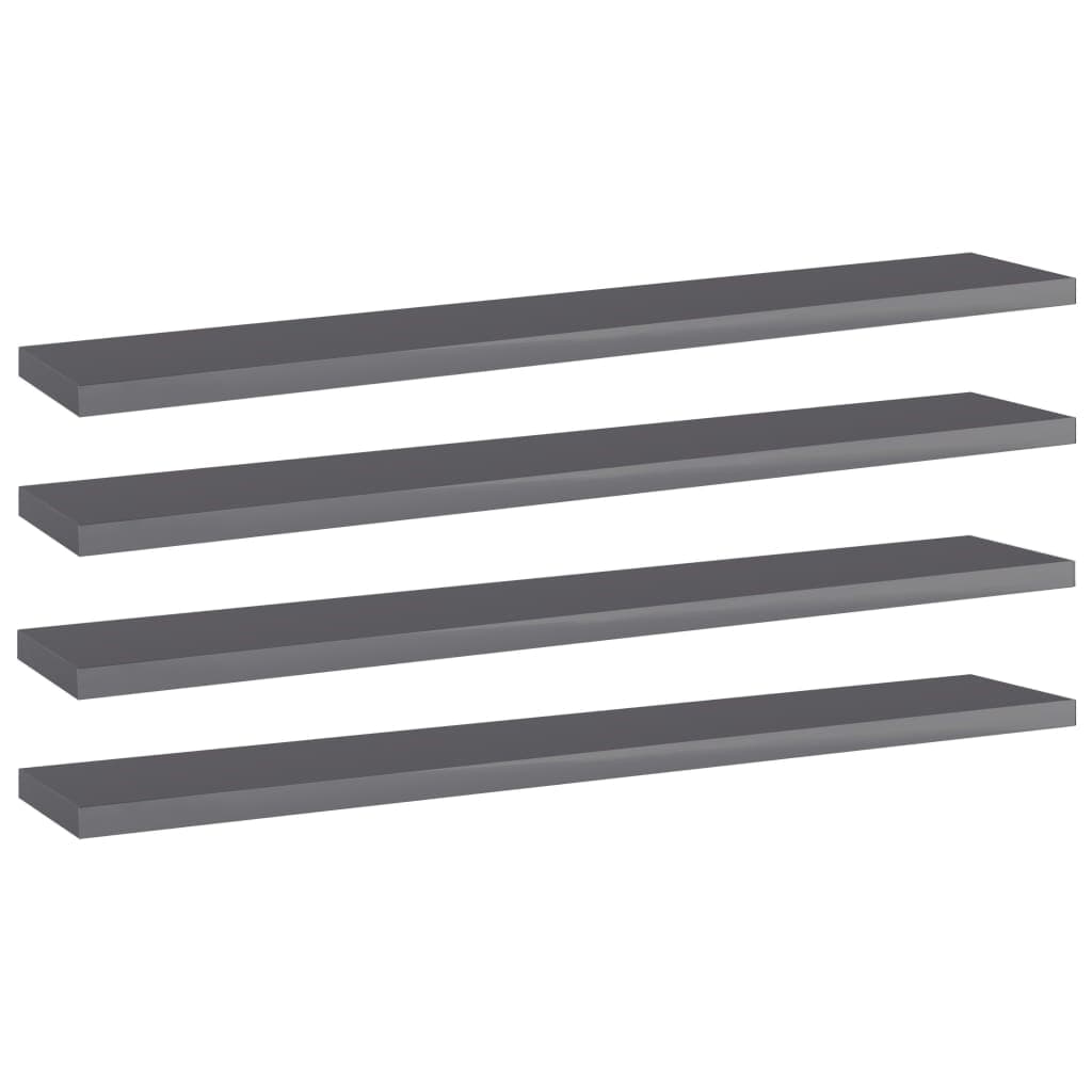 vidaXL Placi biblioteca, 4 buc., gri extralucios, 60 x 10 x 1,5 cm PAL