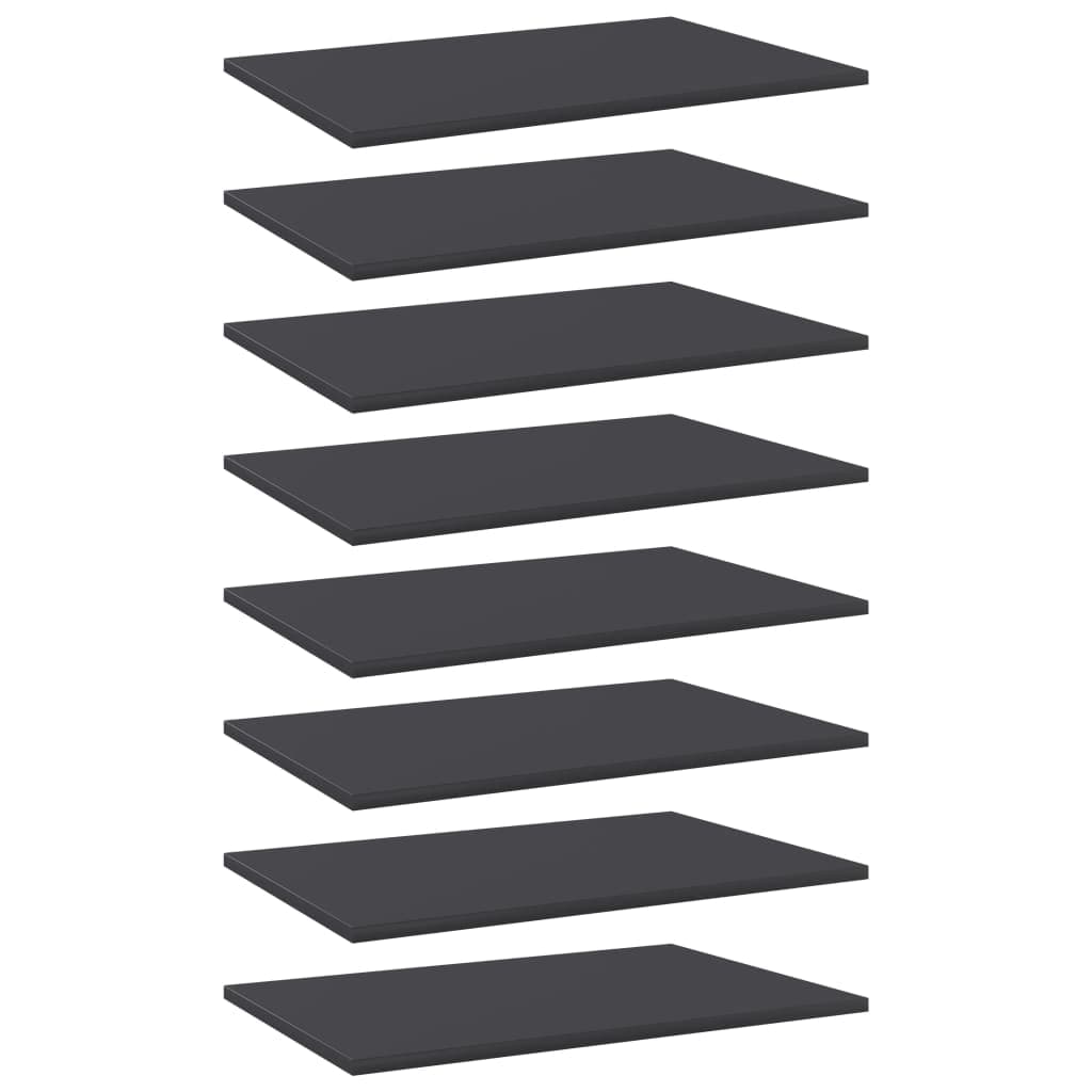 vidaXL Placi raft biblioteca, 8 buc., gri, 60x40x1,5cm, lemn prelucrat
