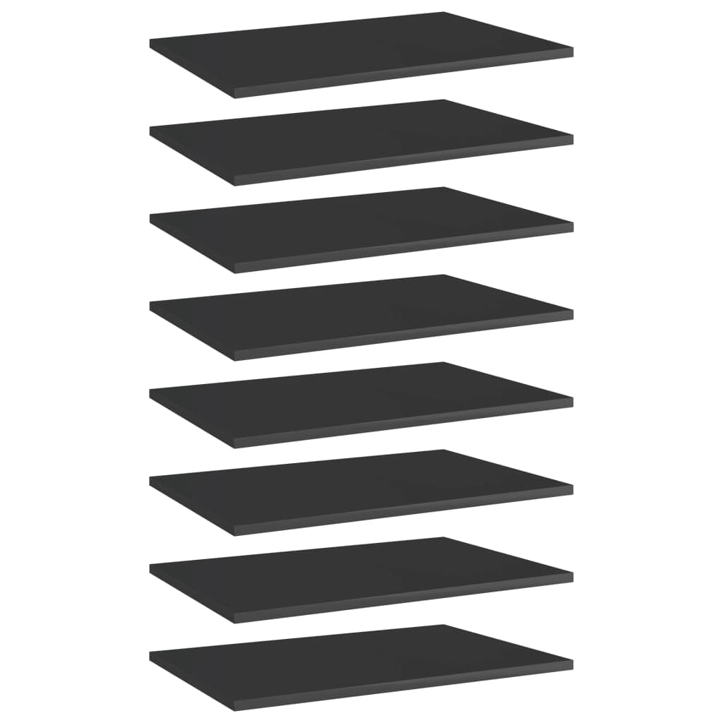 vidaXL Placi biblioteca, 8 buc. negru extralucios 60 x 40 x 1,5 cm PAL