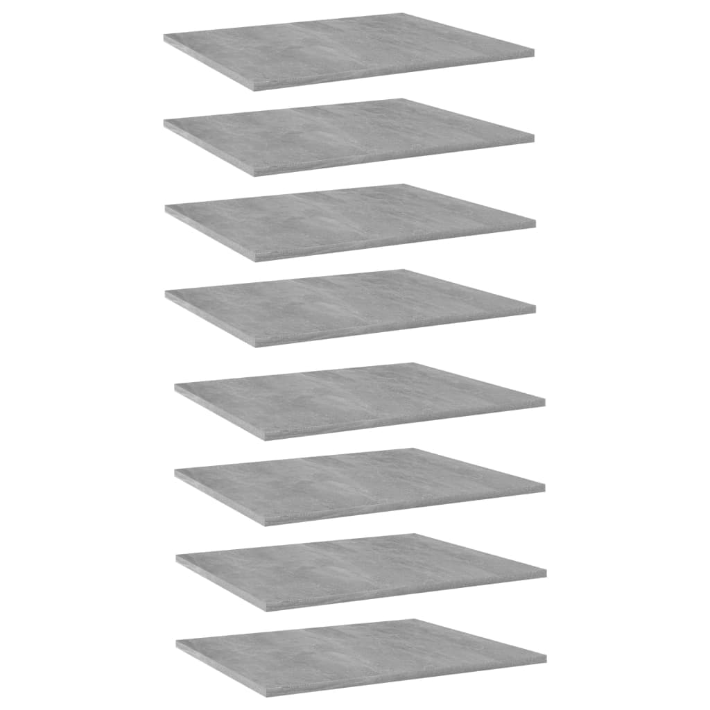 vidaXL Placi biblioteca, 8 buc., gri beton, 60 x 50 x 1,5 cm, PAL