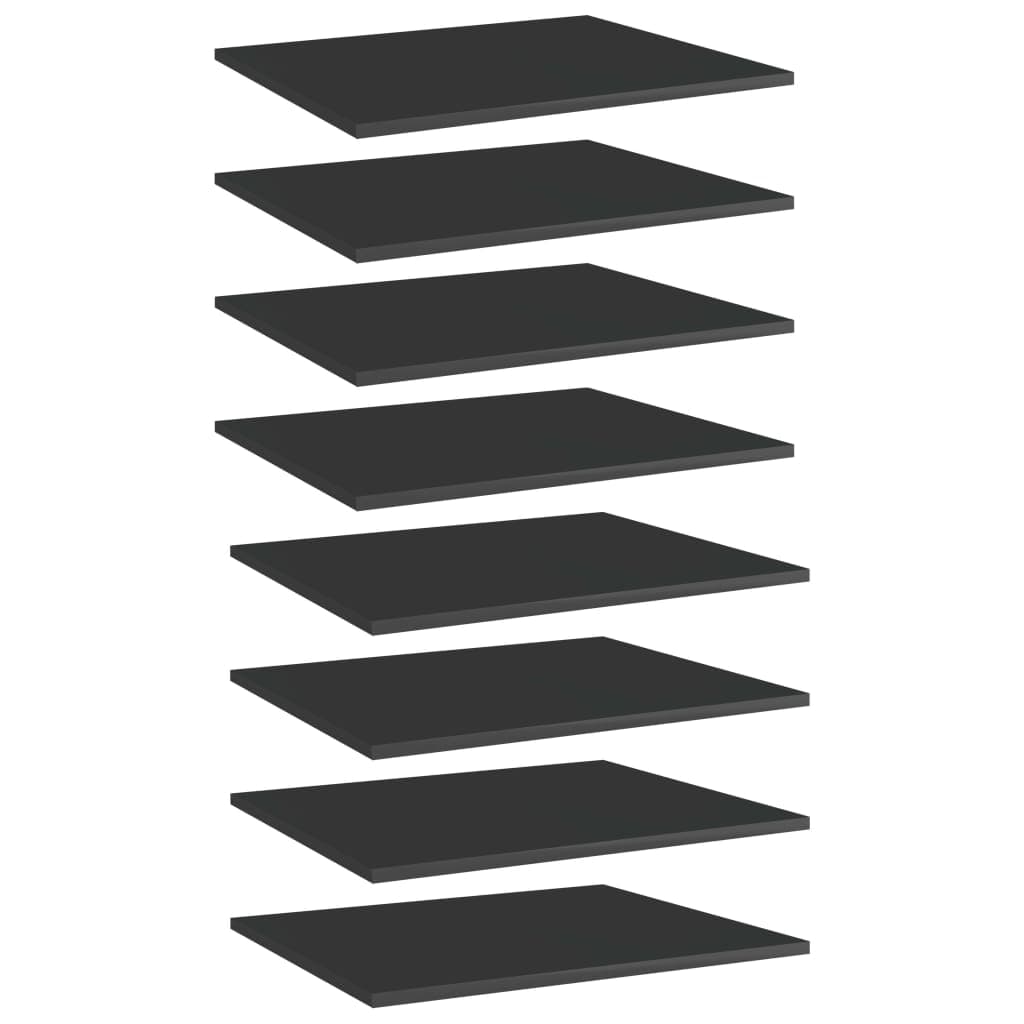 vidaXL Placi biblioteca, 8 buc. negru extralucios 60 x 50 x 1,5 cm PAL