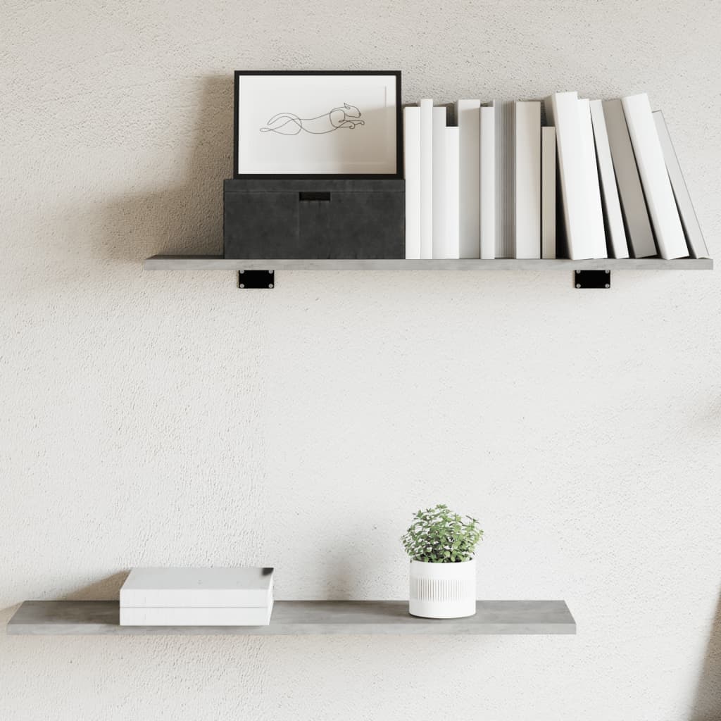 vidaXL Placi biblioteca, gri beton, 4 buc, 80 x 20 x 1,5 cm, lemn