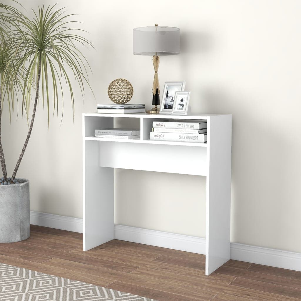 vidaXL Masuta consola, alb, 78x30x80 cm, lemn prelucrat