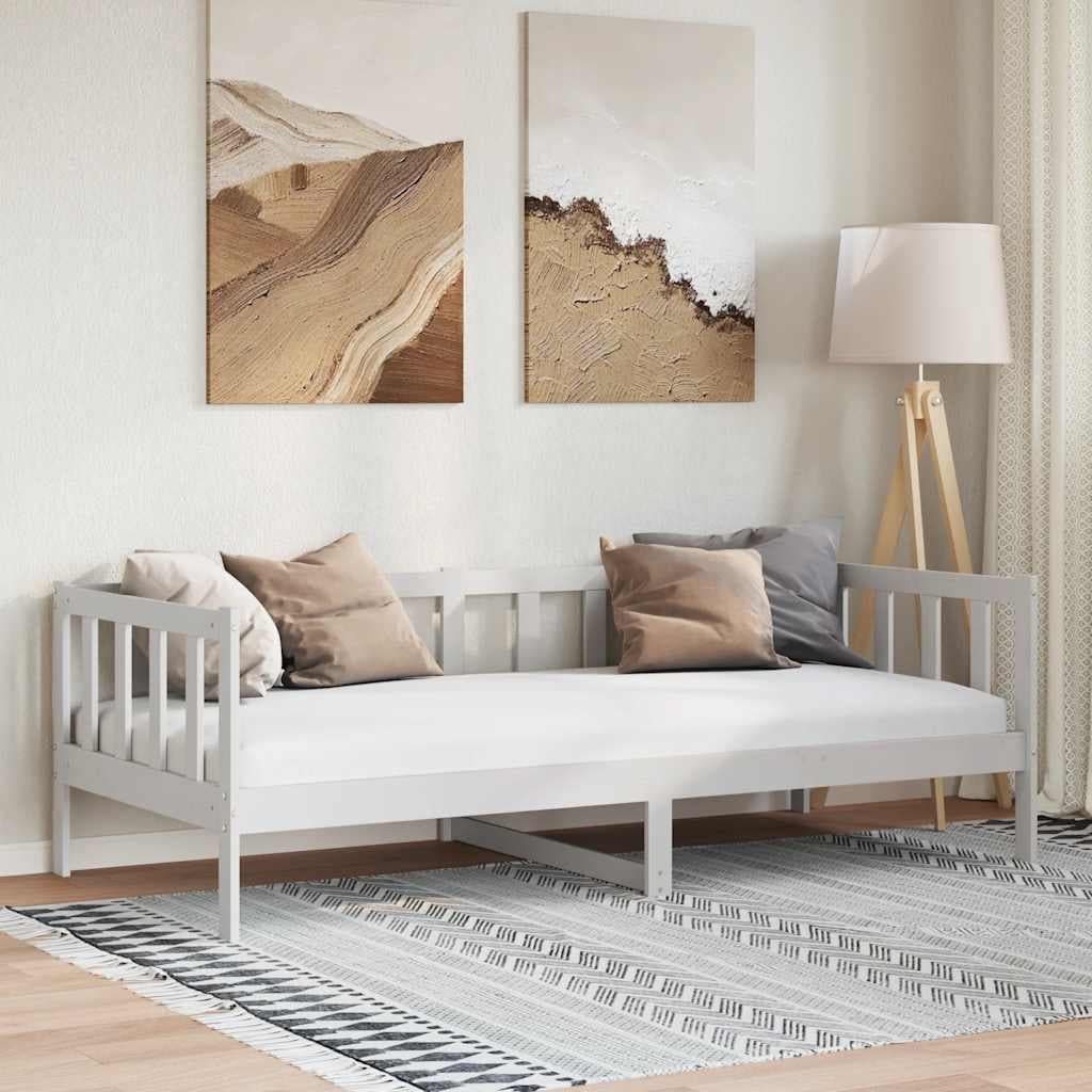 vidaXL Pat de zi, 90x200 cm, alb, lemn masiv de pin