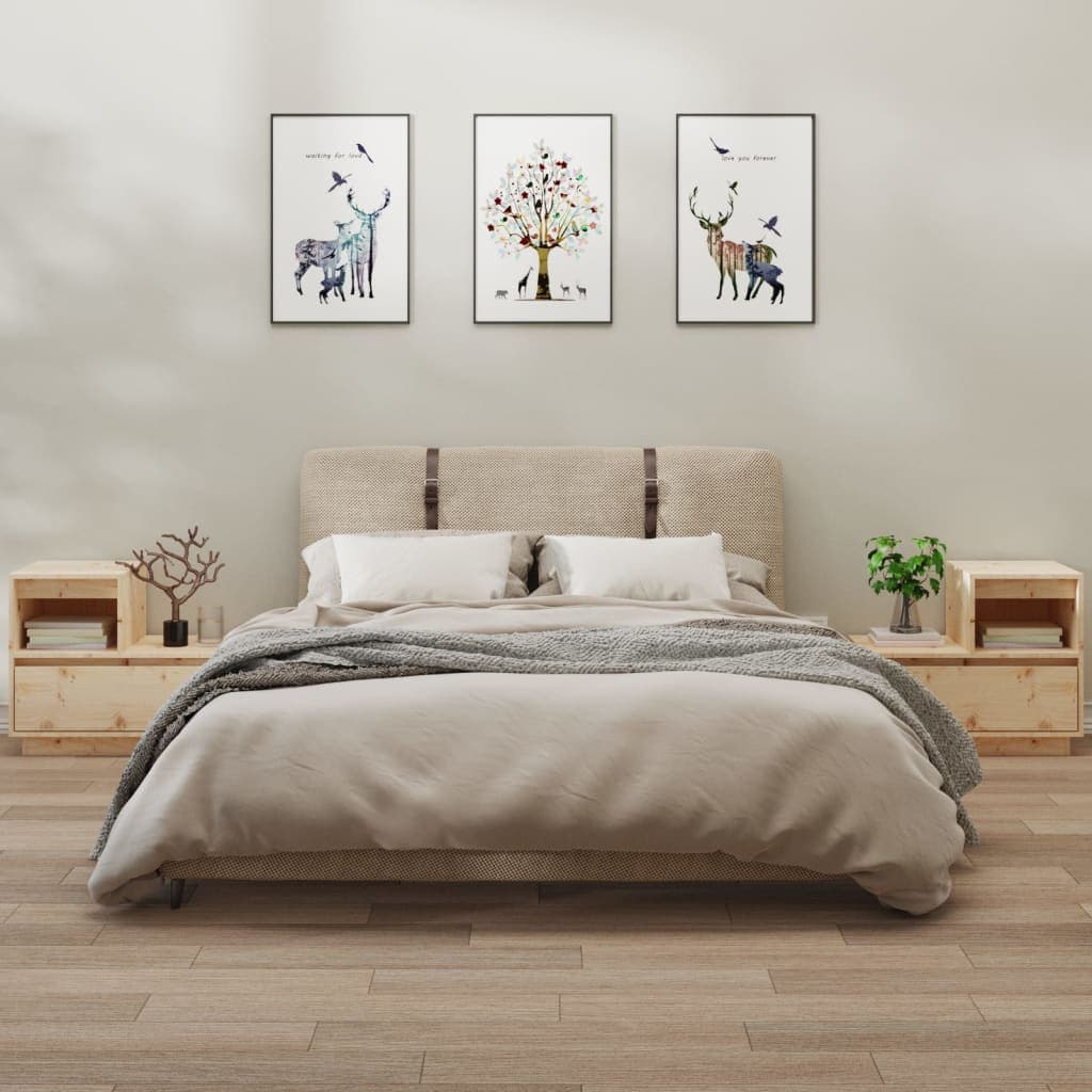 vidaxl noptiere 2 buc 60x34x51 cm lemn masiv de pin