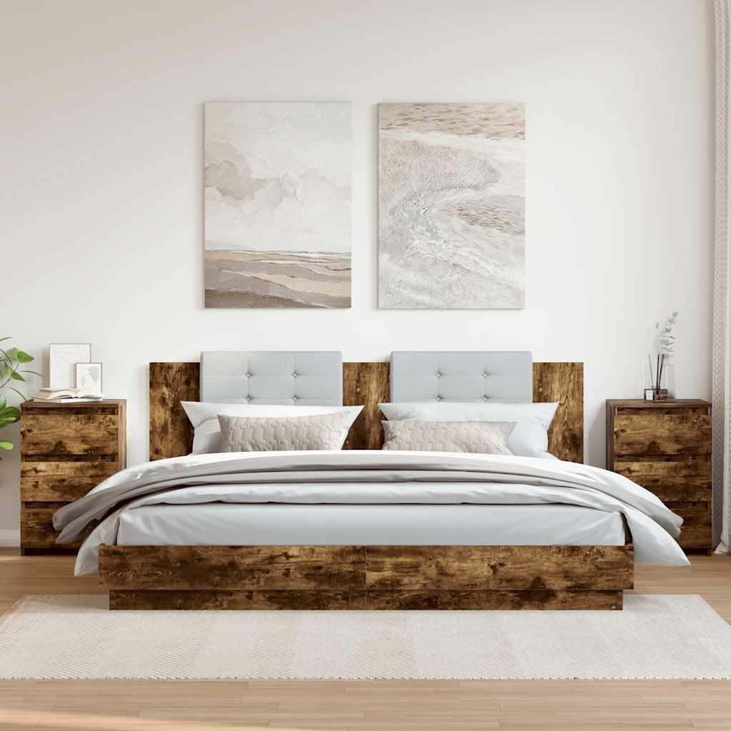 vidaxl noptiere 2 buc stejar fumuriu 40x35x62 5 cm lemn prelucrat