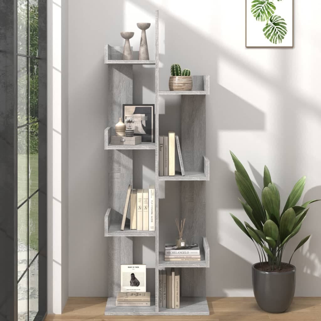 vidaXL Biblioteca, sonoma gri, 48x25,5x140 cm, lemn prelucrat